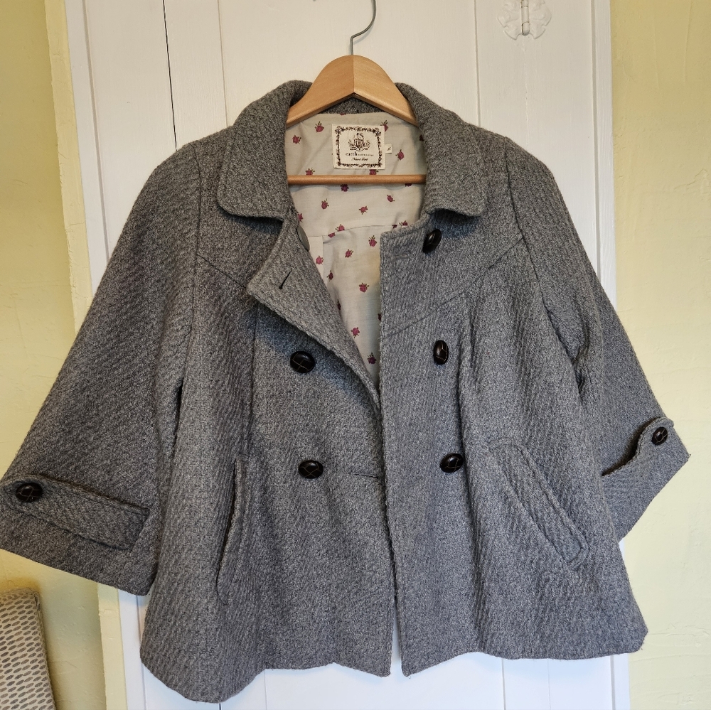 Earth Music Ecology Gray Wool Blend Women's Peacoat Size M